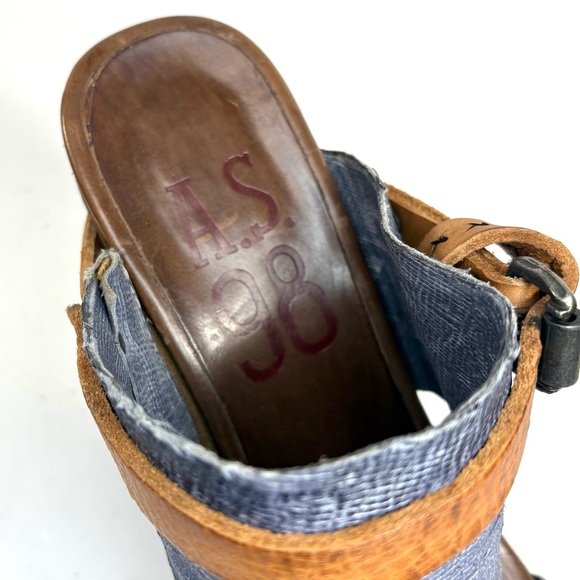 A.S.98 Blue + Tan Leather Heeled Sandals | 40 - Picture 4 of 9